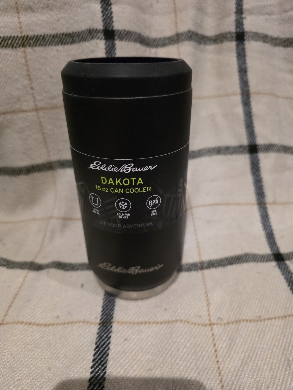 Eddie Bauer​..Dakota 16 oz Matte BLACK Can Cooler (Tallboy / Pint Can Insulator)